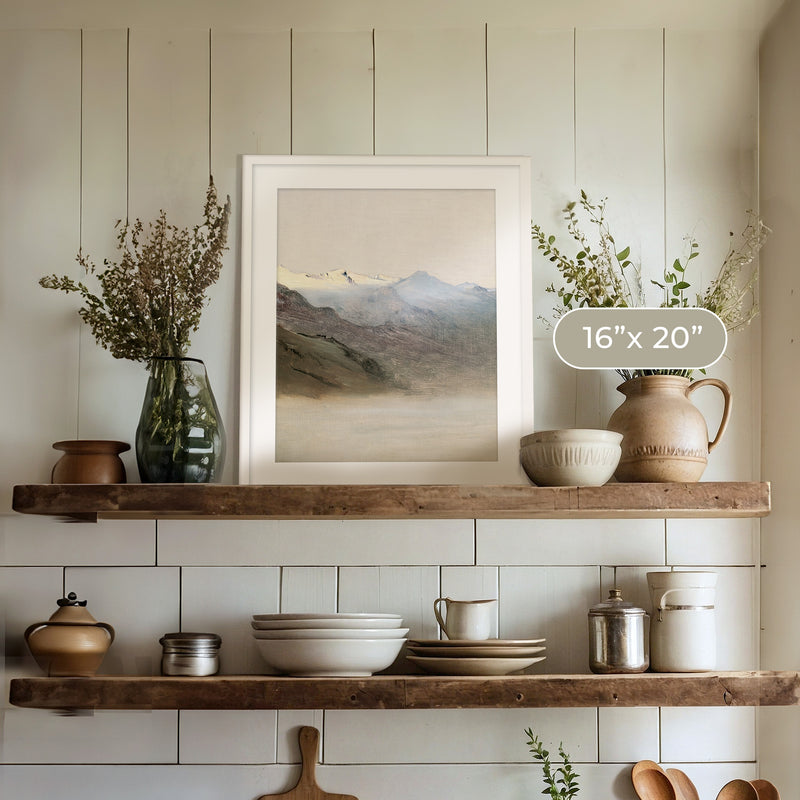 Muted Mountain Painting No1 - Sage and Rose Prints