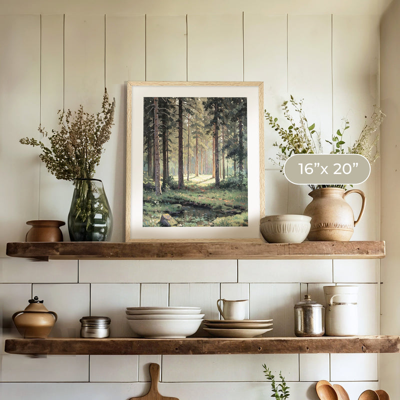 Sunny Forest Clearing Painting No1 - Sage and Rose Prints