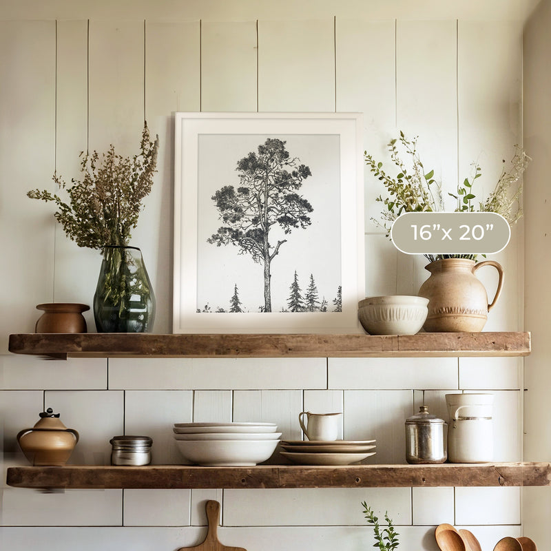 Black and White Tree Illustration No2 - Sage and Rose Prints