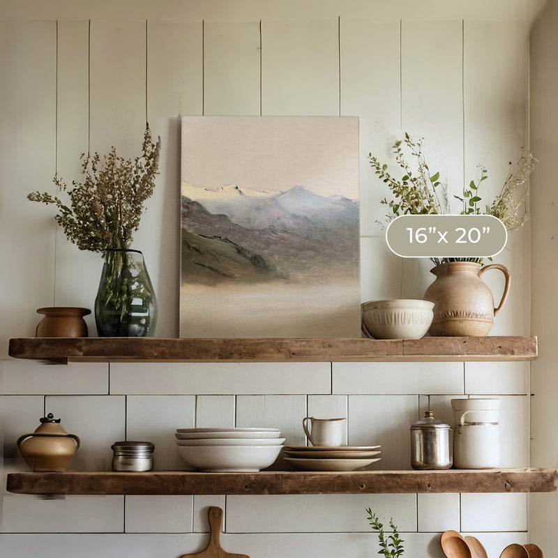 Muted Mountain Painting No1 - Sage and Rose Prints