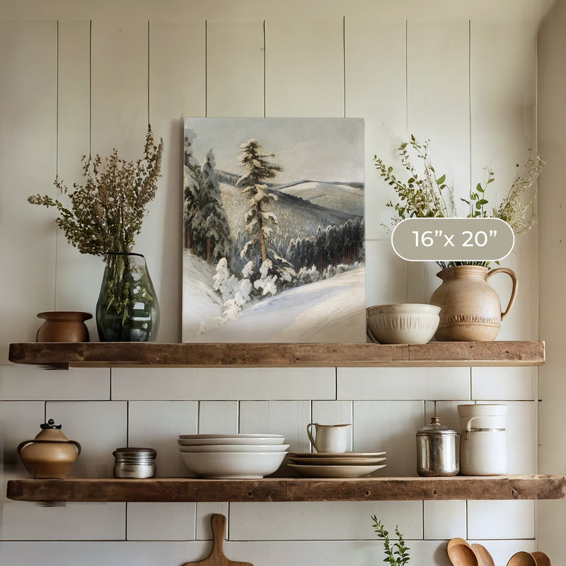 Snowy Forest Landscape - Sage and Rose Prints