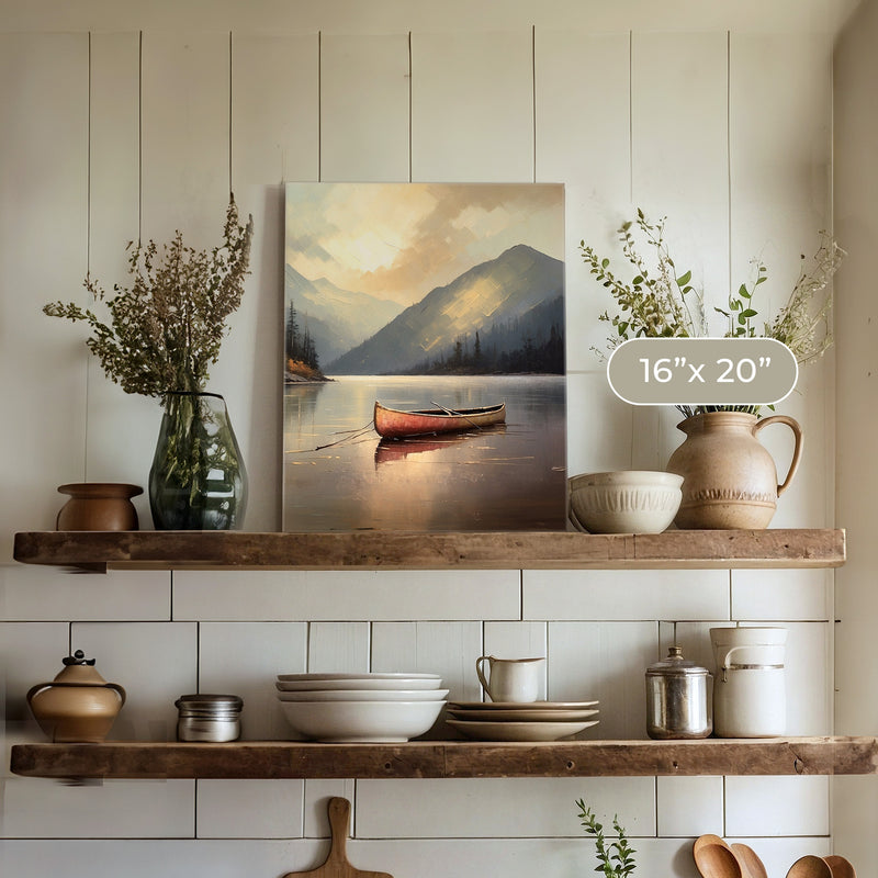 Lake Painting with Bright Colors No1 - Sage and Rose Prints