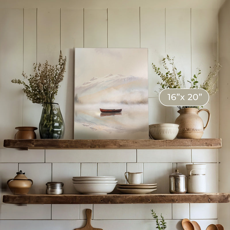 Misty Lake Painting No1 - Sage and Rose Prints