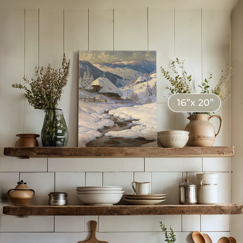 Cabin in the Snow Painting No1 - Sage and Rose Prints