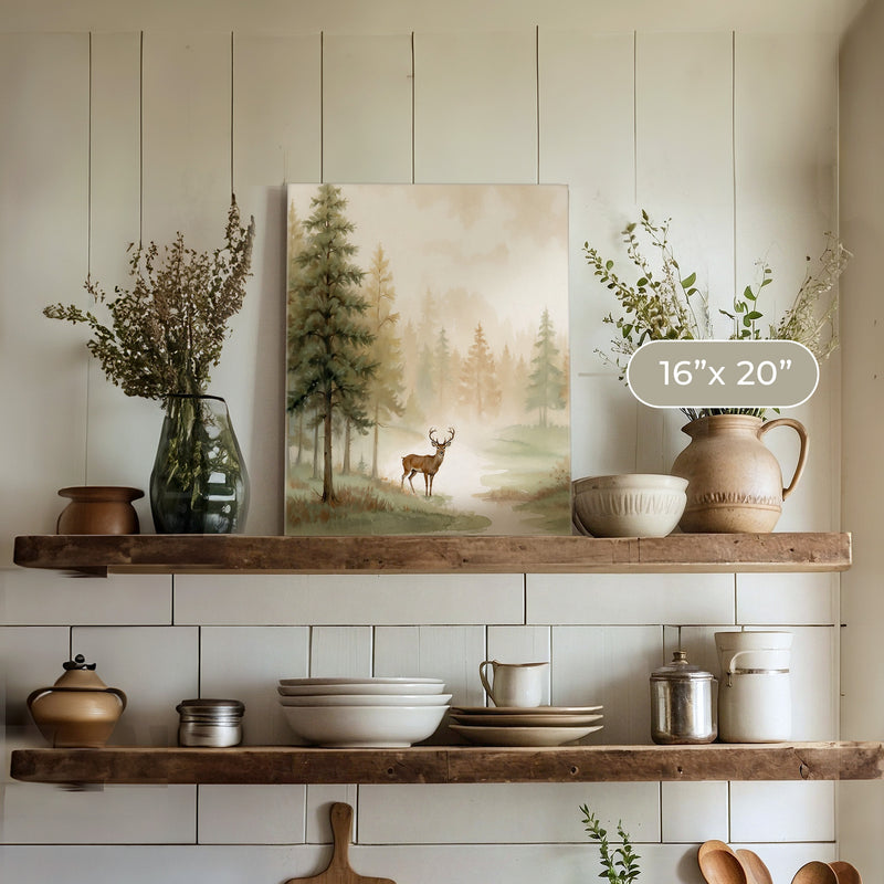 Dear Painting in a Fall Forest - Sage and Rose Prints