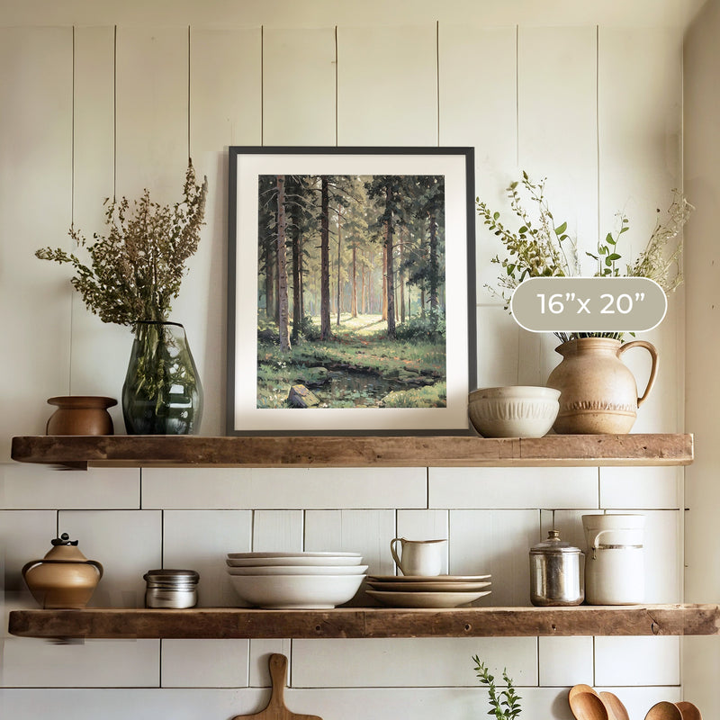 Sunny Forest Clearing Painting No1 - Sage and Rose Prints
