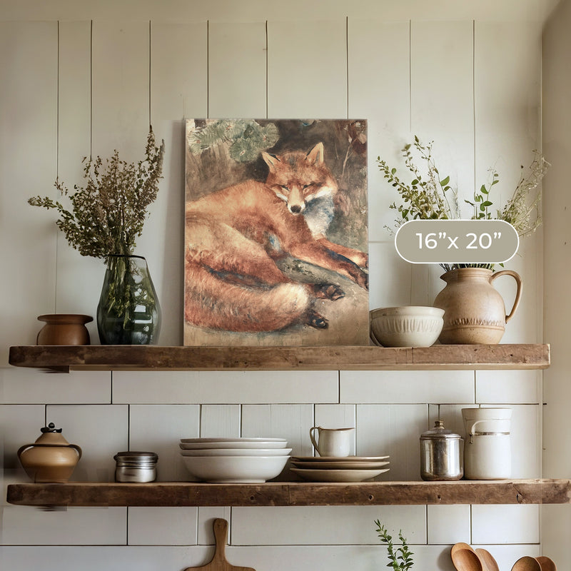 Old Masters Fox Painting No1 - Sage and Rose Prints