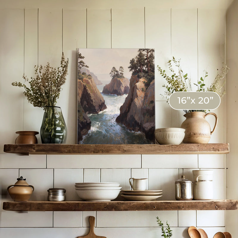 Ocean Cliffs and Glacial Blue Sea No1 - Sage and Rose Prints