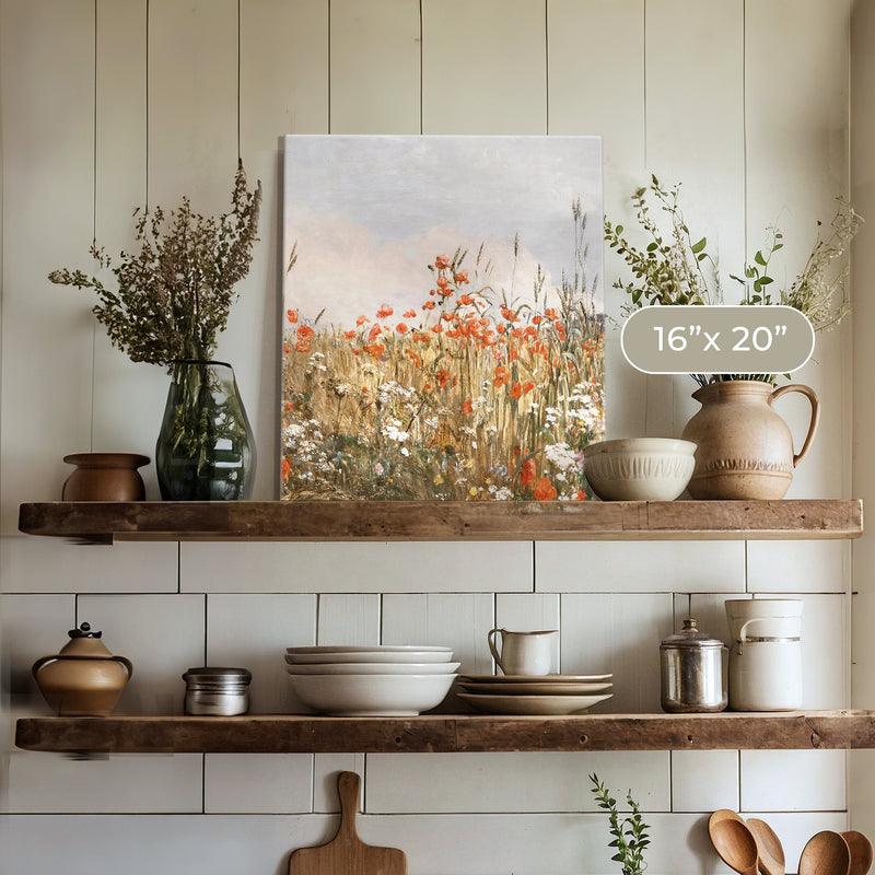 Poppy Landscape Art - Sage and Rose Prints