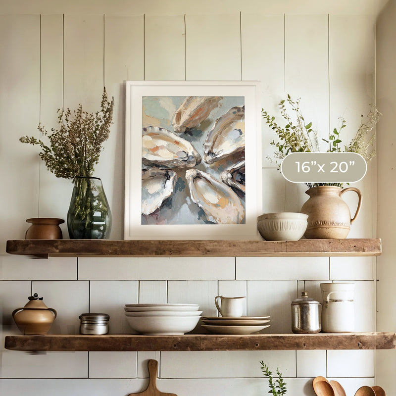 Oyster Shells Painting No1 - Sage and Rose Prints