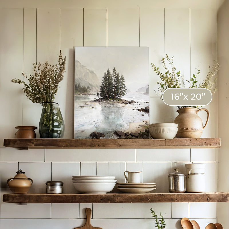 Misty Fjord Painting No1 - Sage and Rose Prints