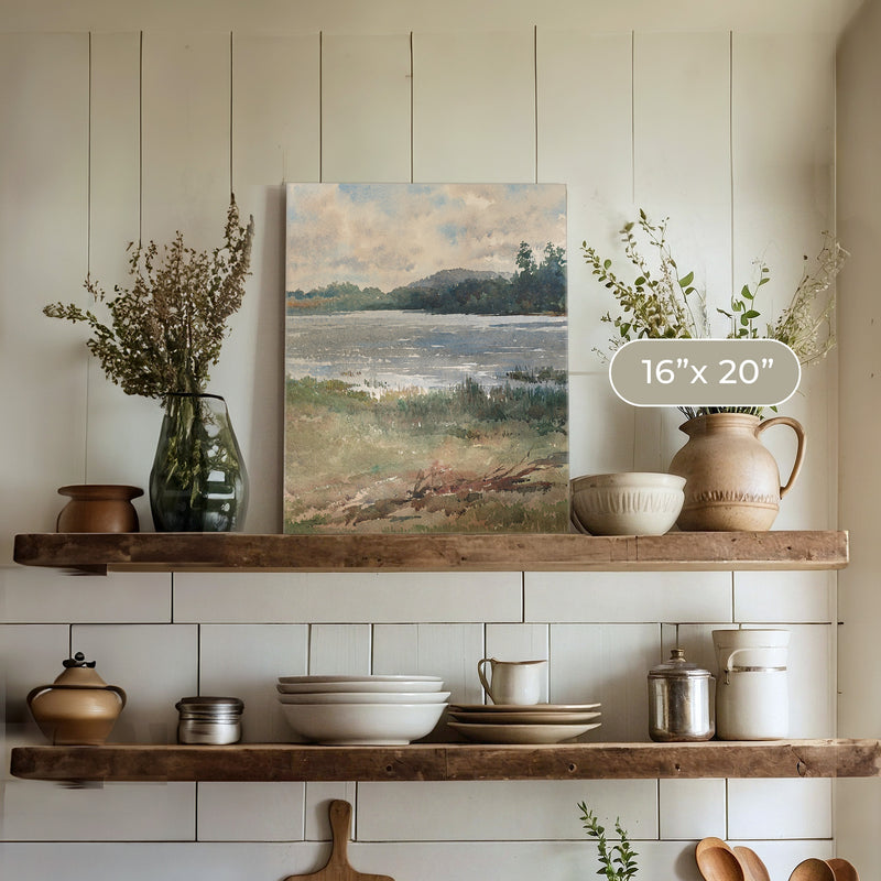 Peaceful Lake Painting - Sage and Rose Prints
