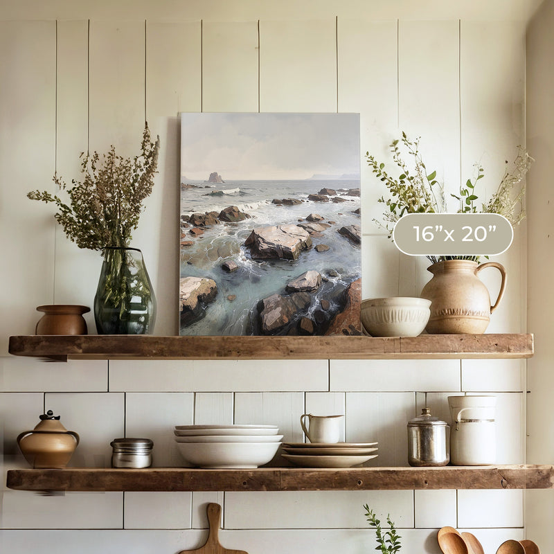 Rocky Shoreline at Low Tide No1 - Sage and Rose Prints