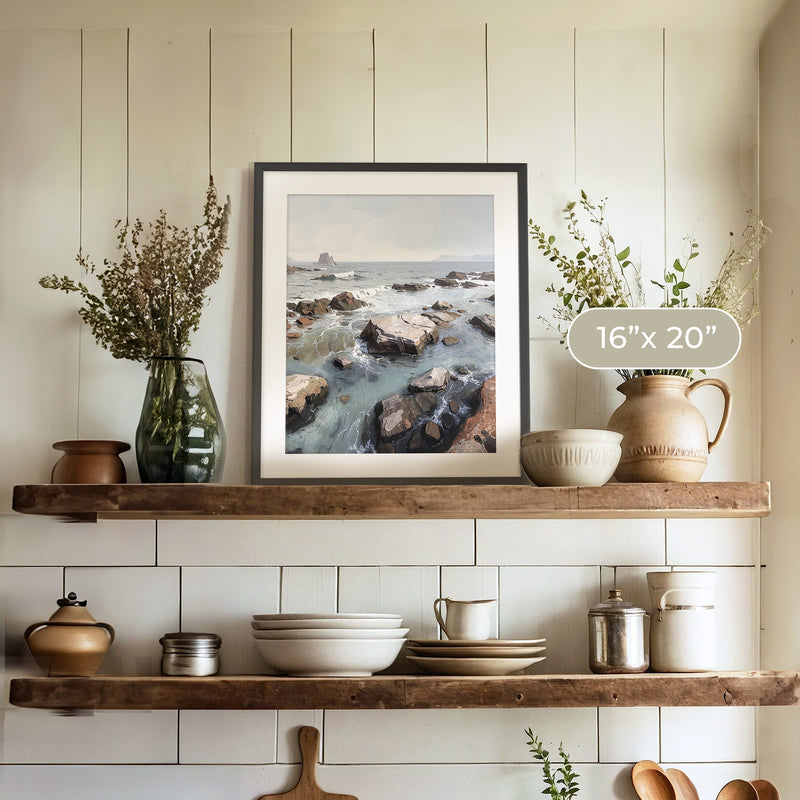 Rocky Shoreline at Low Tide No1 - Sage and Rose Prints