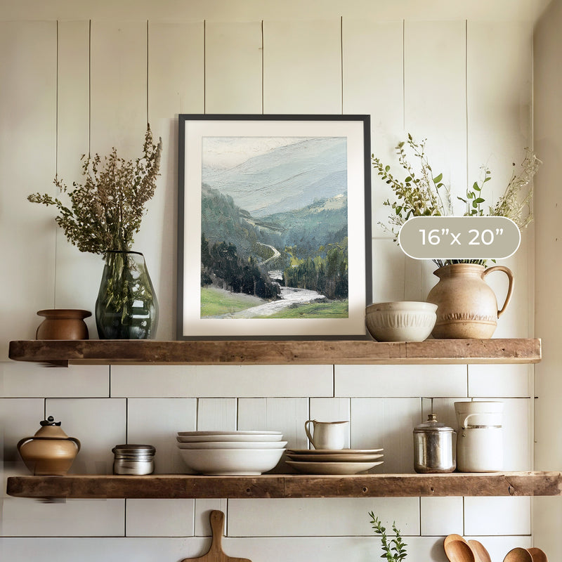 Blue Mountain Oil Painting No1 - Sage and Rose Prints