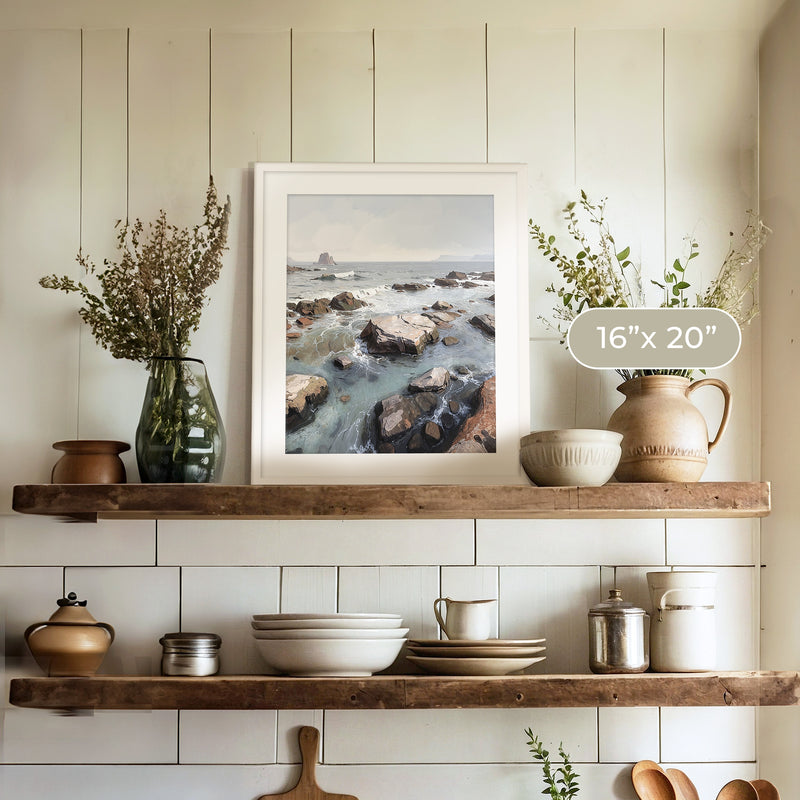 Rocky Shoreline at Low Tide No1 - Sage and Rose Prints