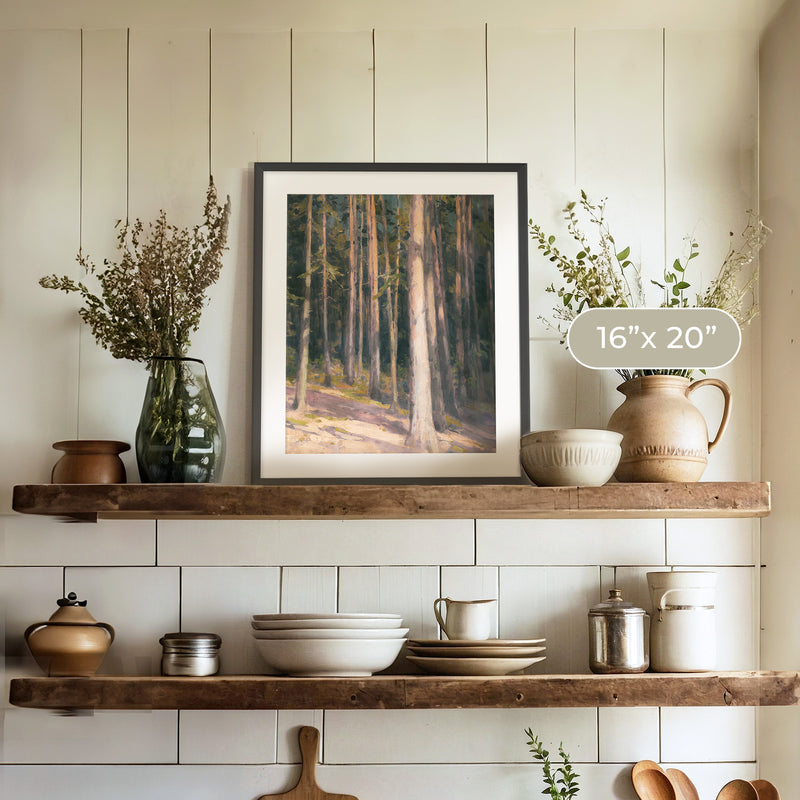 Redwoods in the Sunlight Oil Painting No1 - Sage and Rose Prints
