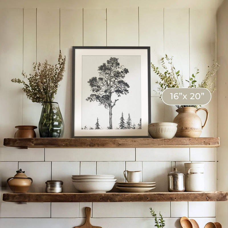 Black and White Tree Illustration No2 - Sage and Rose Prints