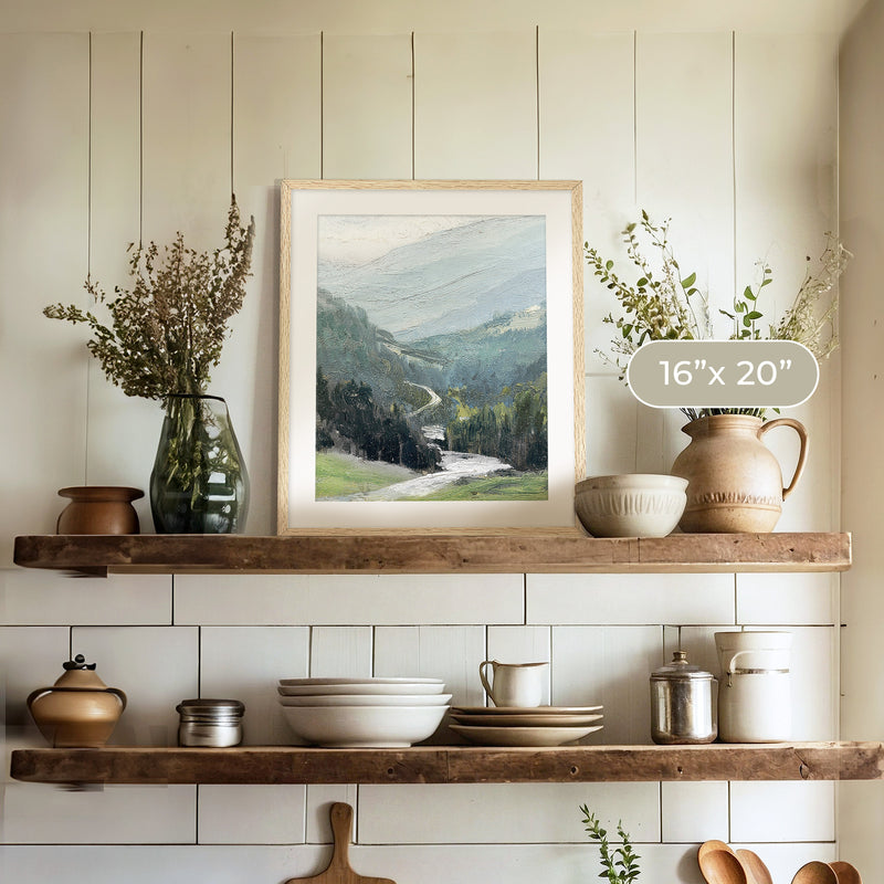 Blue Mountain Oil Painting No1 - Sage and Rose Prints