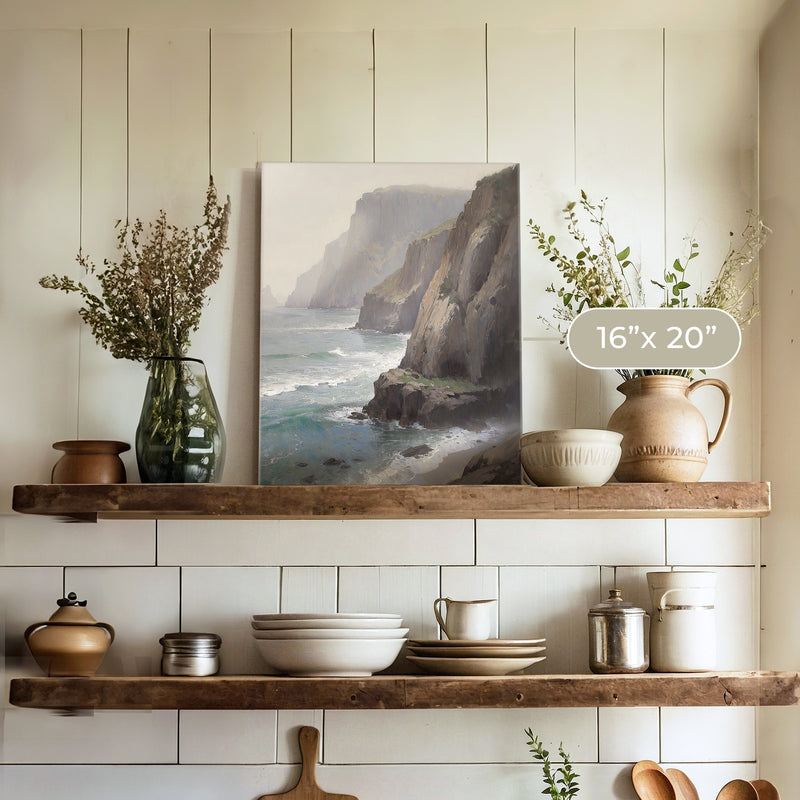 Misty Cliffs Painting No1 - Sage and Rose Prints