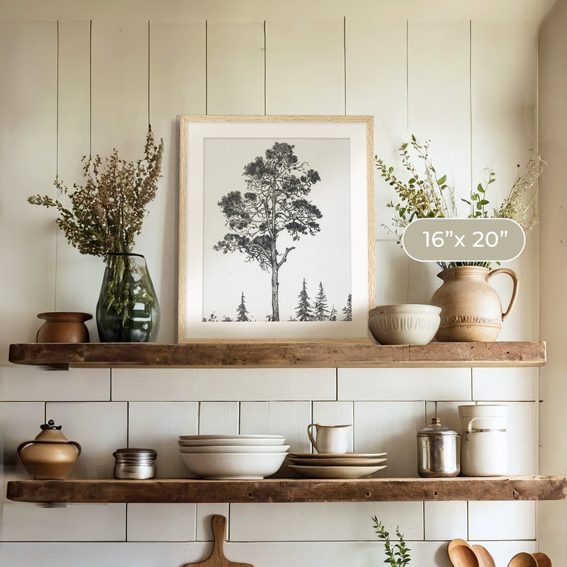 Black and White Tree Illustration No2 - Sage and Rose Prints