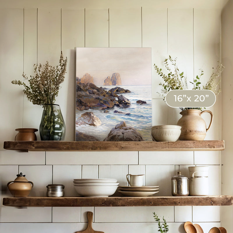 Seaside Sunrise with Coral Pink No1 - Sage and Rose Prints