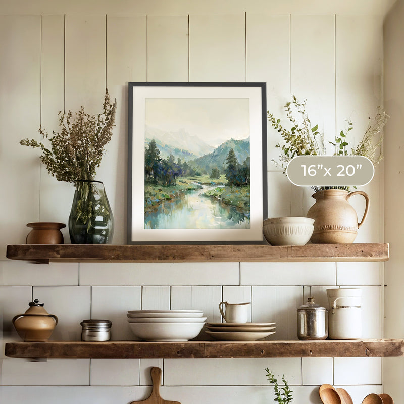 Rocky Mountain River Valley No1 - Sage and Rose Prints