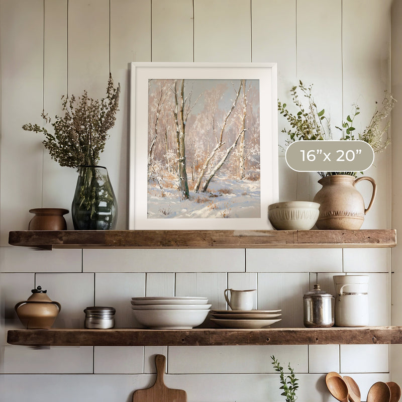 Bright Winter Forest Painting - Sage and Rose Prints