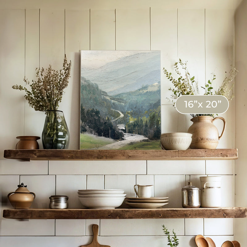 Blue Mountain Oil Painting No1 - Sage and Rose Prints