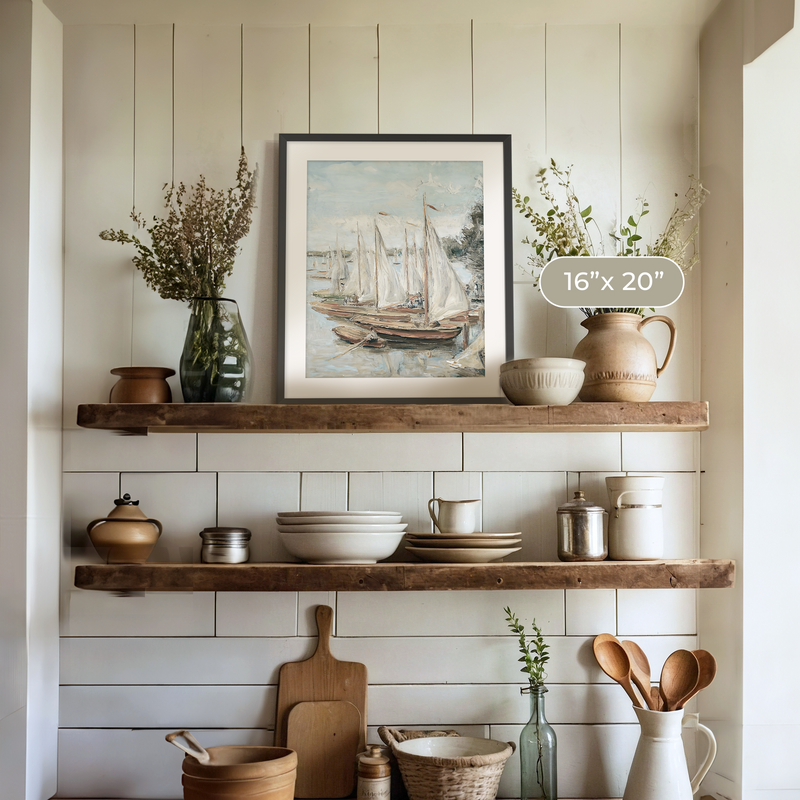 Vintage Sailboat Painting - Sage and Rose Prints