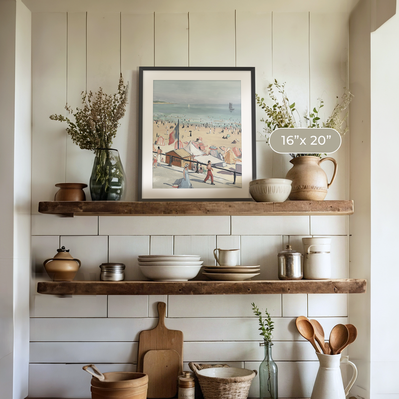 Beach Watercolor Painting - Sage and Rose Prints