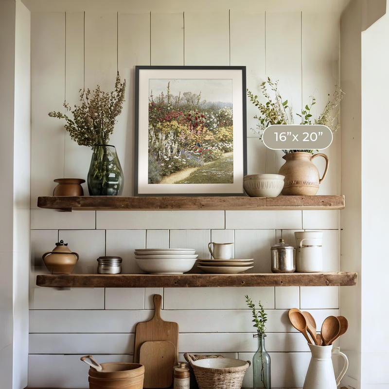 Impressionist Field of Flowers No1 - Sage and Rose Prints