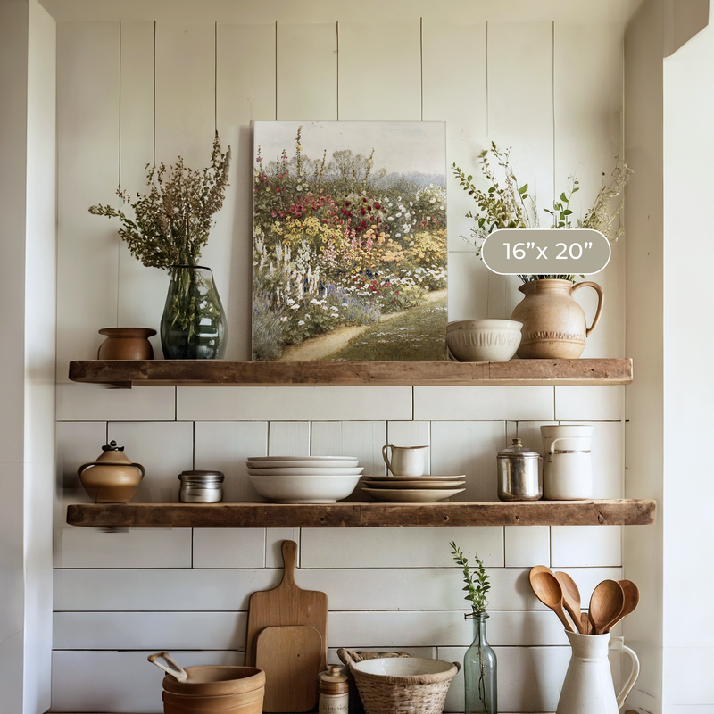 Impressionist Field of Flowers No1 - Sage and Rose Prints