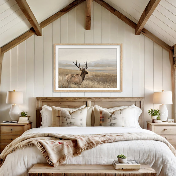 AK-33-Deer in a Field Painting - Sage and Rose Prints