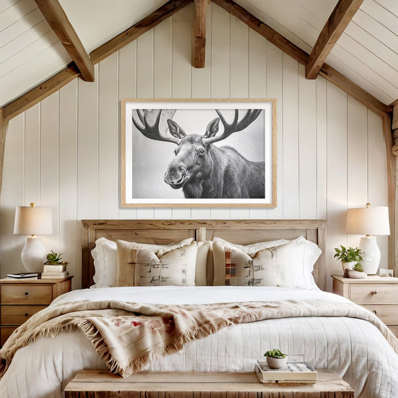 AK-17 Black and White Vintage Moose Photograph - Sage and Rose Prints