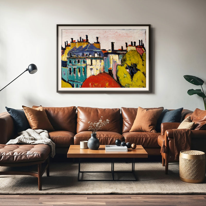 Vibrant French Village Painting - Sage and Rose Prints