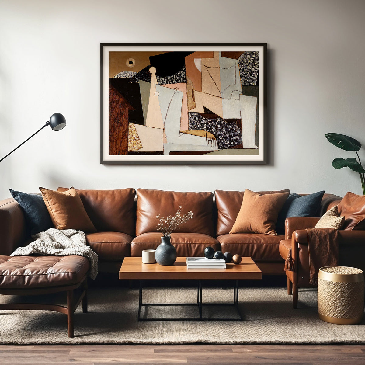 Tan and Grey Cubist Couple - Sage and Rose Prints