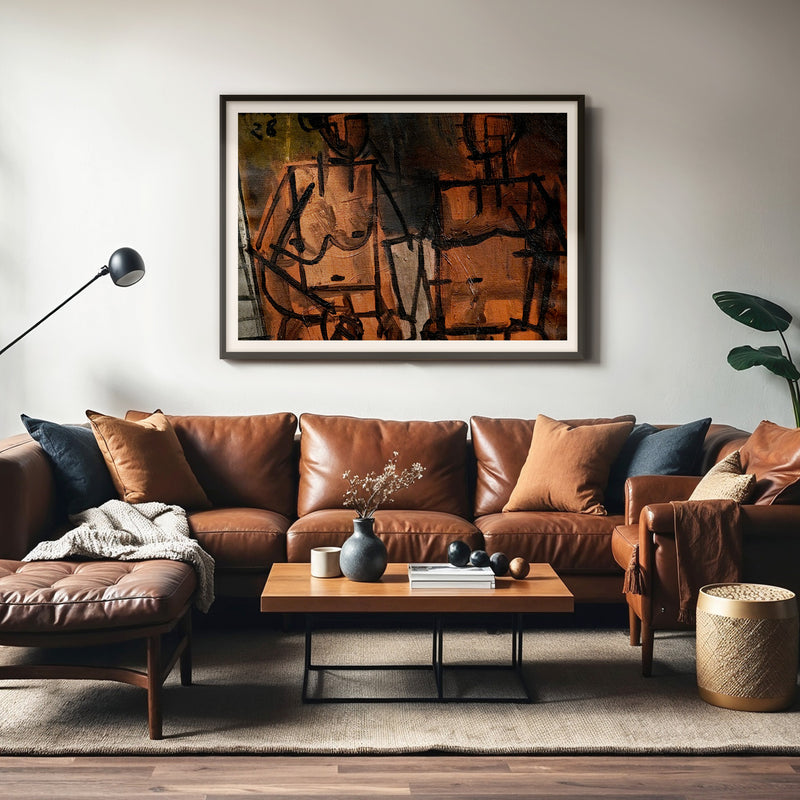 Dark Modern Abstract Portraits - Sage and Rose Prints