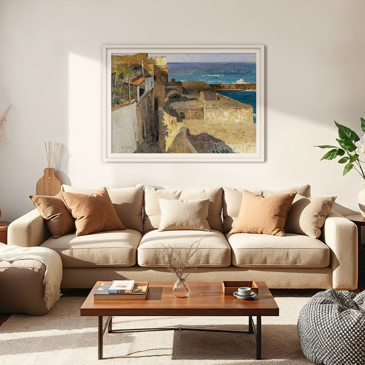 Coastal Mediterranean Village - Sage and Rose Prints