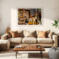 Yellow and Blue Cubist Cityscape - Sage and Rose Prints