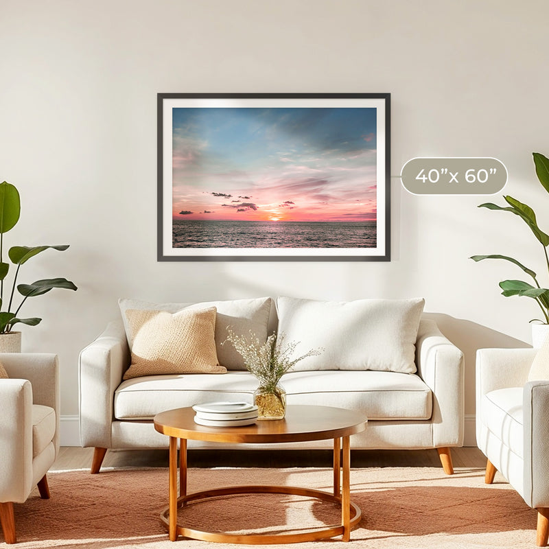 Pink Sunset Sky Ocean Photography - Sage and Rose Prints