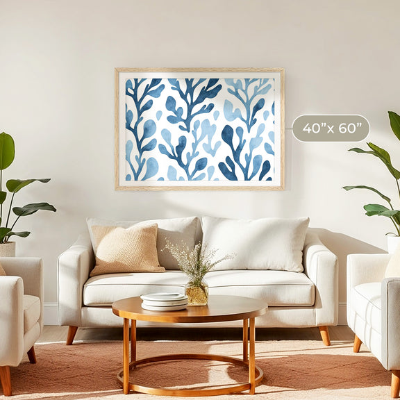 Coastal Blue Seaweed Motif - Sage and Rose Prints