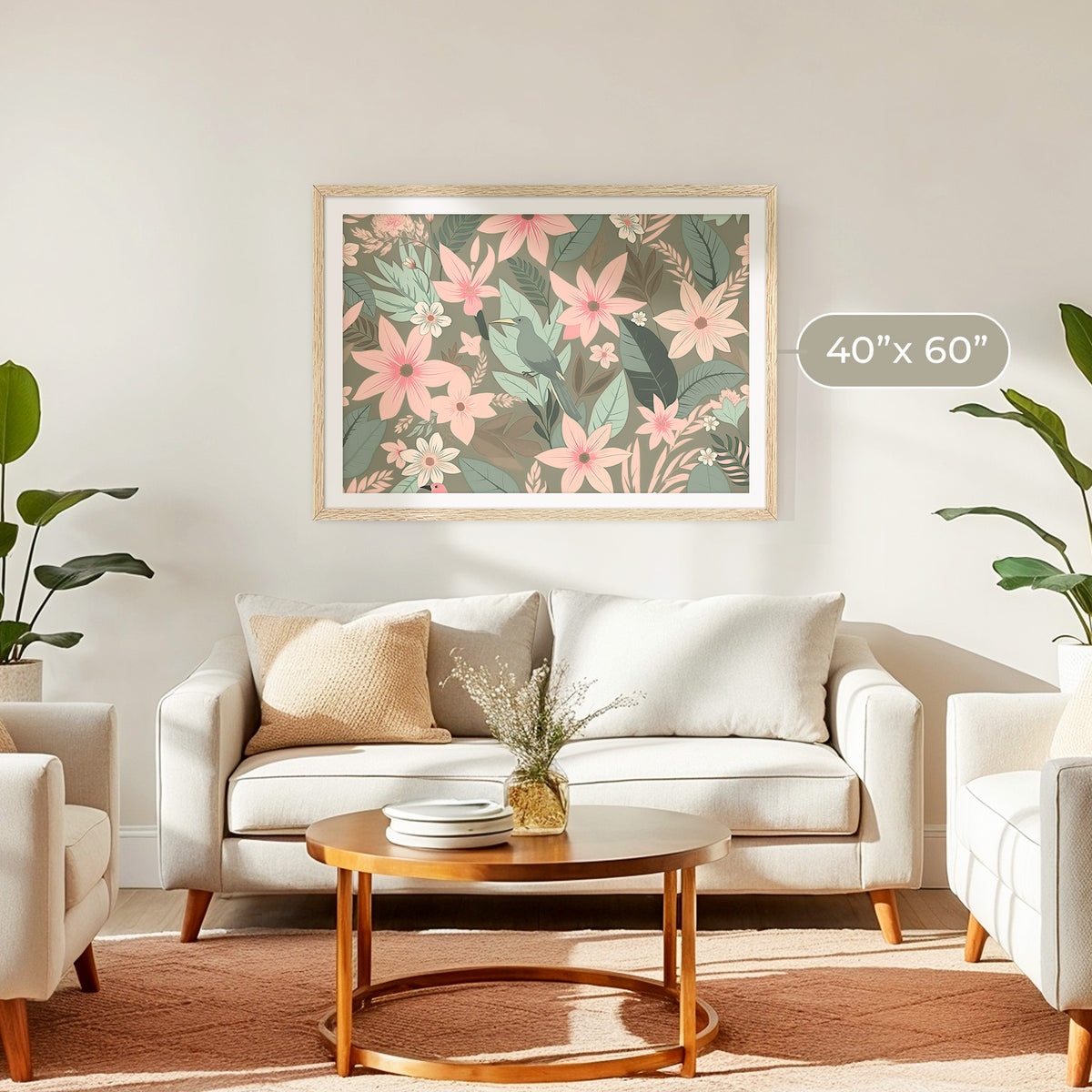 Birdsong Botanical Print - Sage and Rose Prints