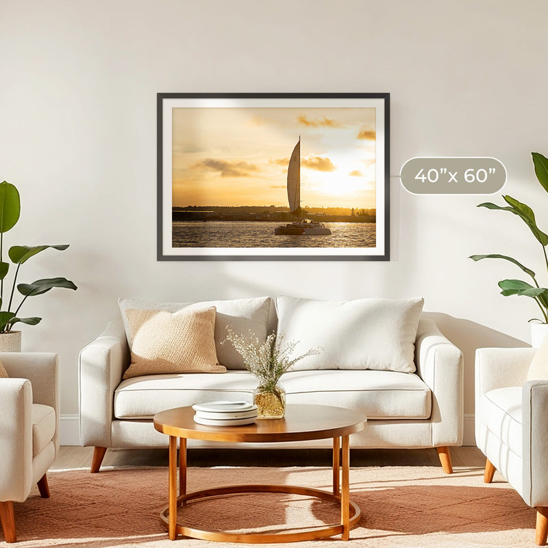 Sepia Sunset Sailboat Ocean Photo No1 - Sage and Rose Prints