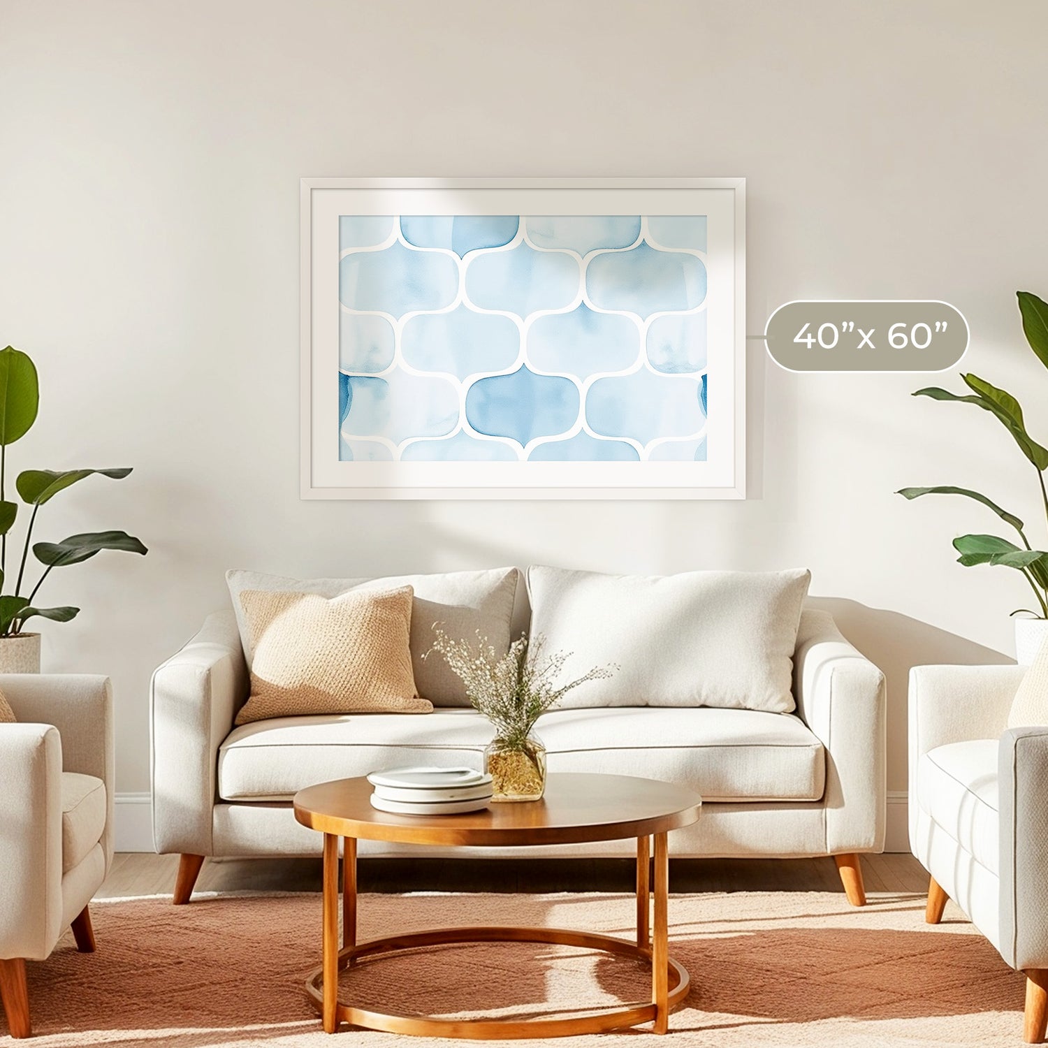 Coastal Blue Watercolor Pattern - Sage and Rose Prints