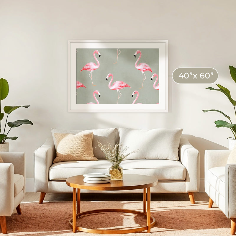 Flamingo Sage Pattern - Sage and Rose Prints