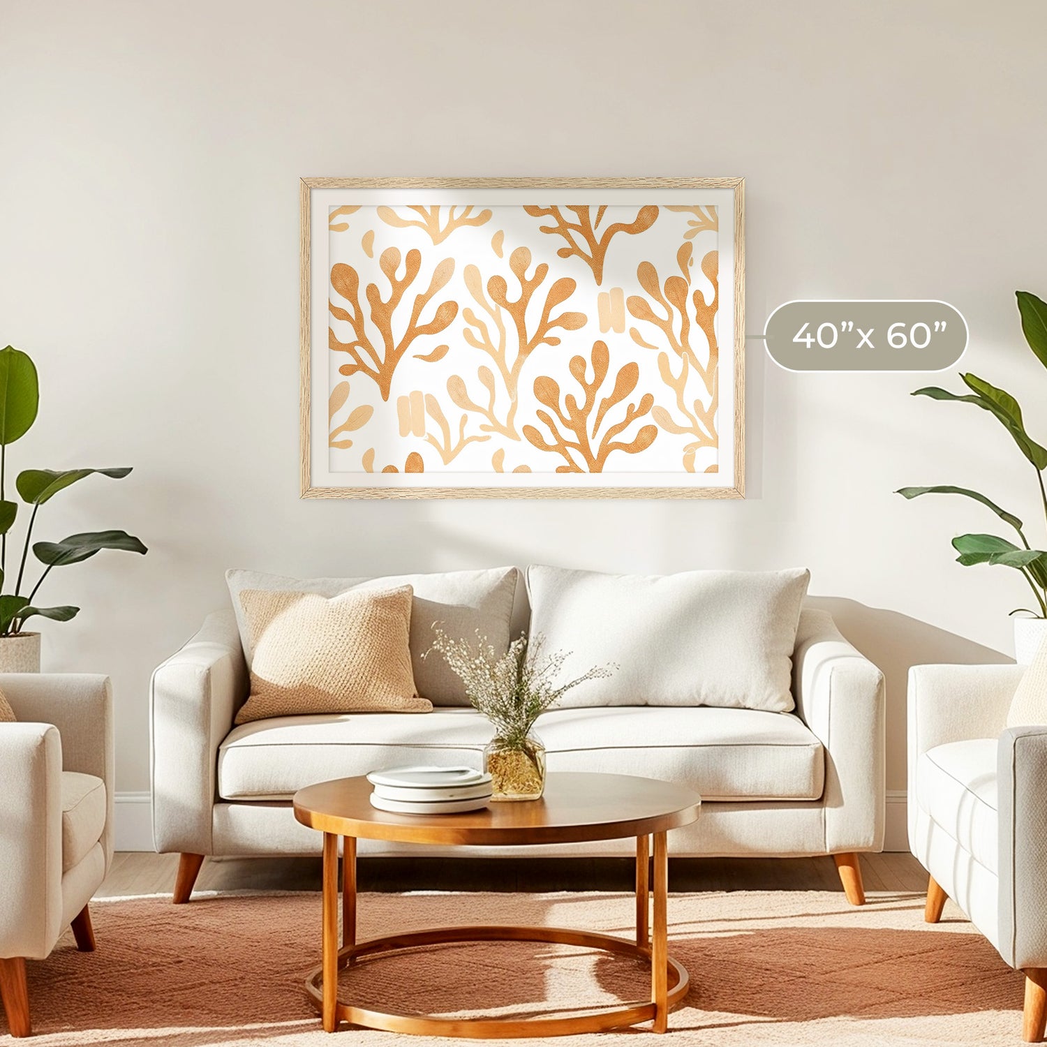 Burnt Orange Seaweed Motif - Sage and Rose Prints