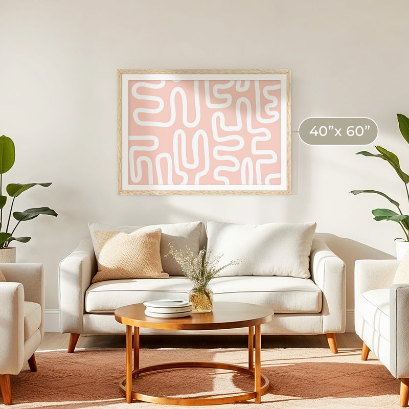 Coral Blush Organic Maze Art - Sage and Rose Prints