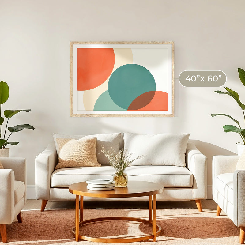 Abstract Circle in Orange and Teal - Sage and Rose Prints