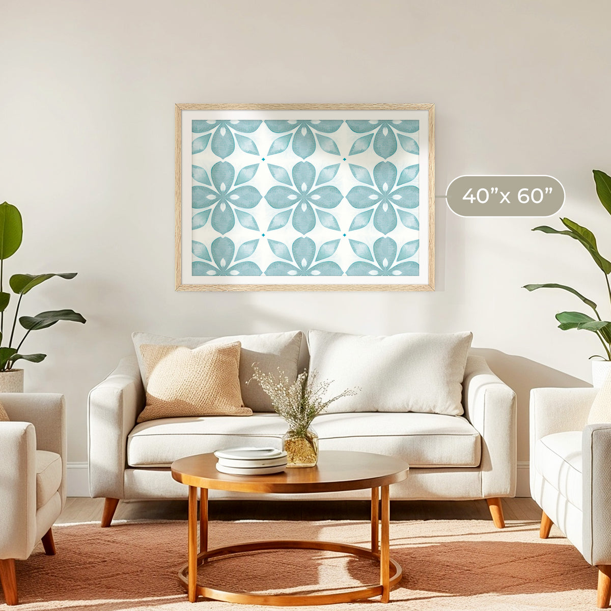 Eucalyptus Blue Tile Pattern - Sage and Rose Prints